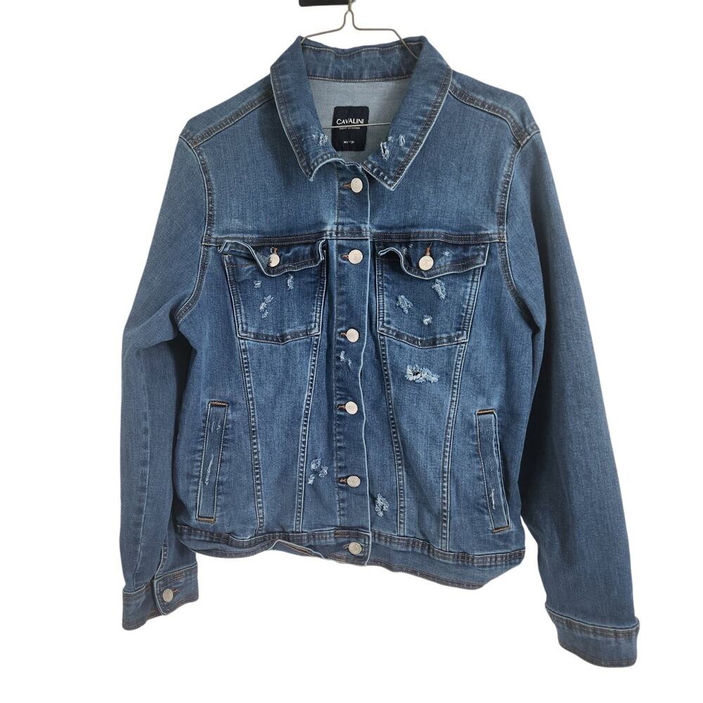 Cavalini Denim Jean Jacket Womens Size Large L